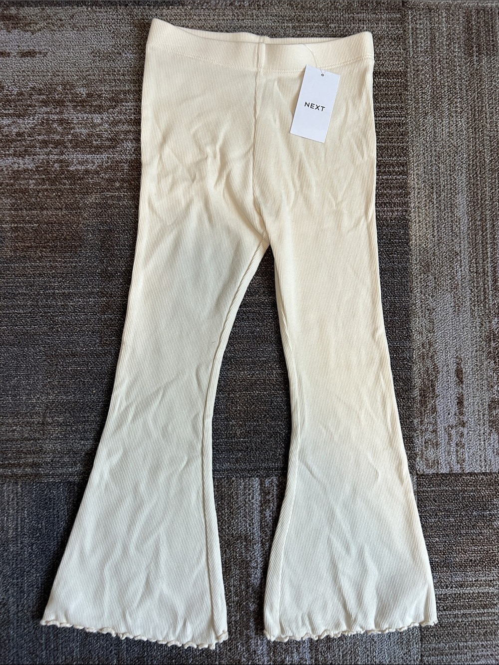 Next Cream Ribbed Flared Leggings